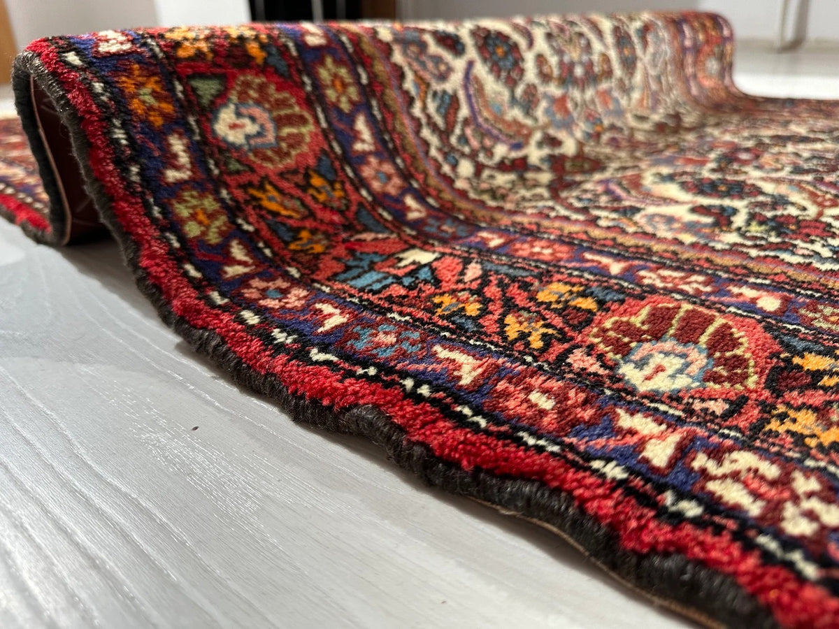 Vintage Persian Rug – Rich Red, Deep Blue & Ivory
