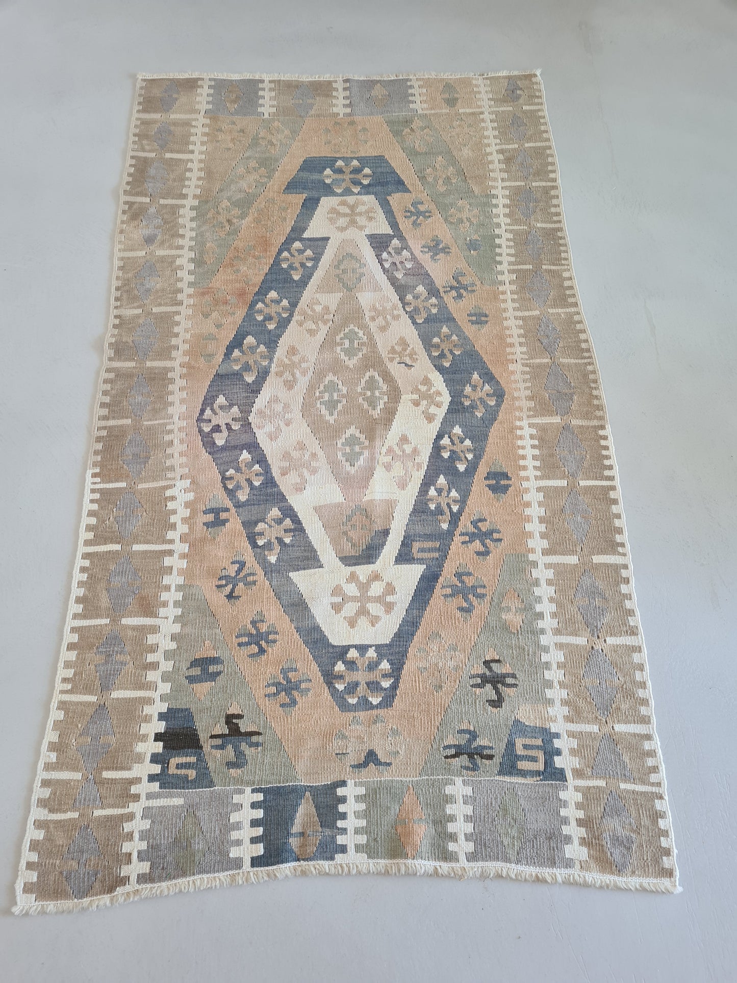 Vintage soft blue Kilim