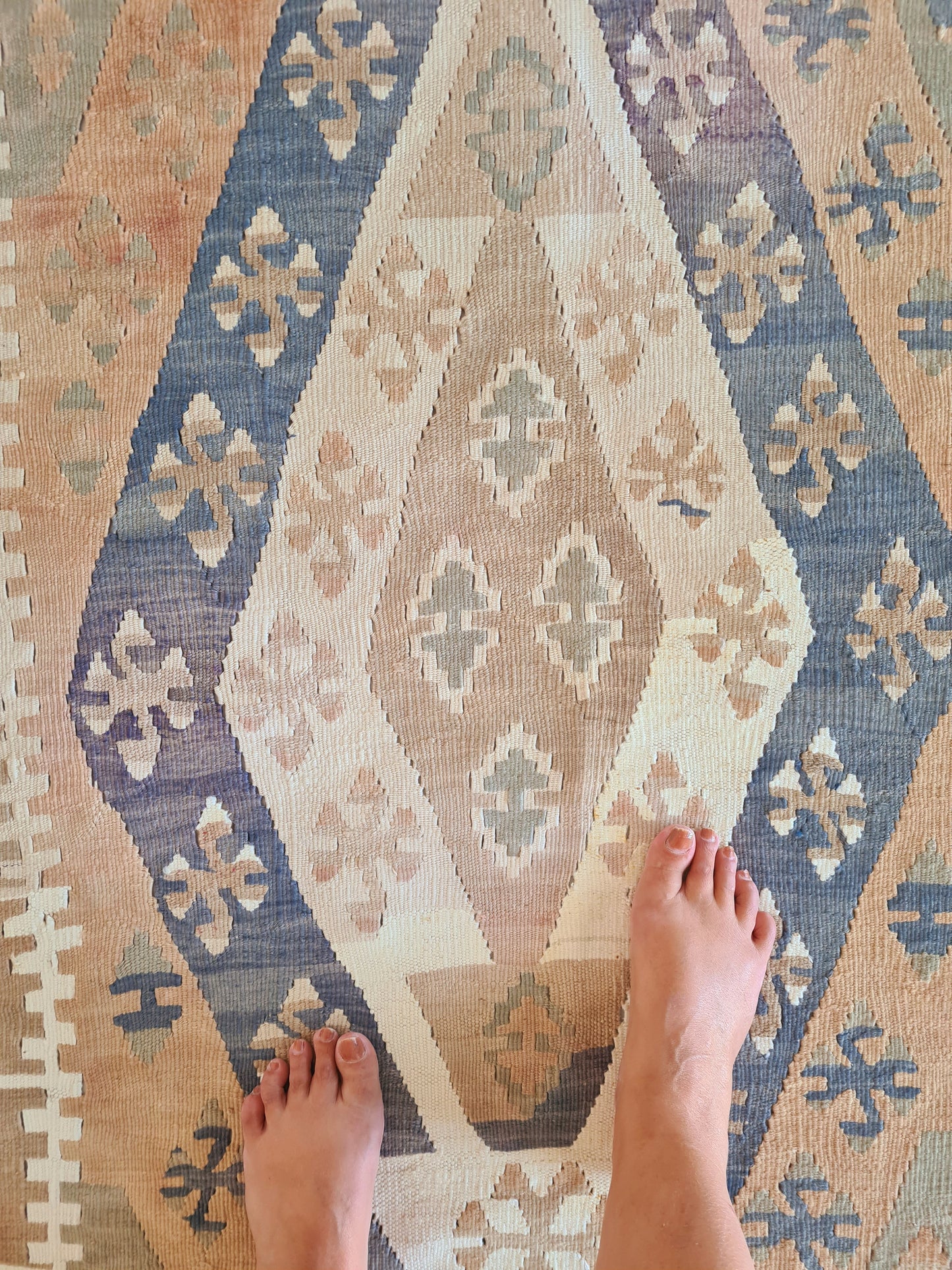 Vintage soft blue Kilim