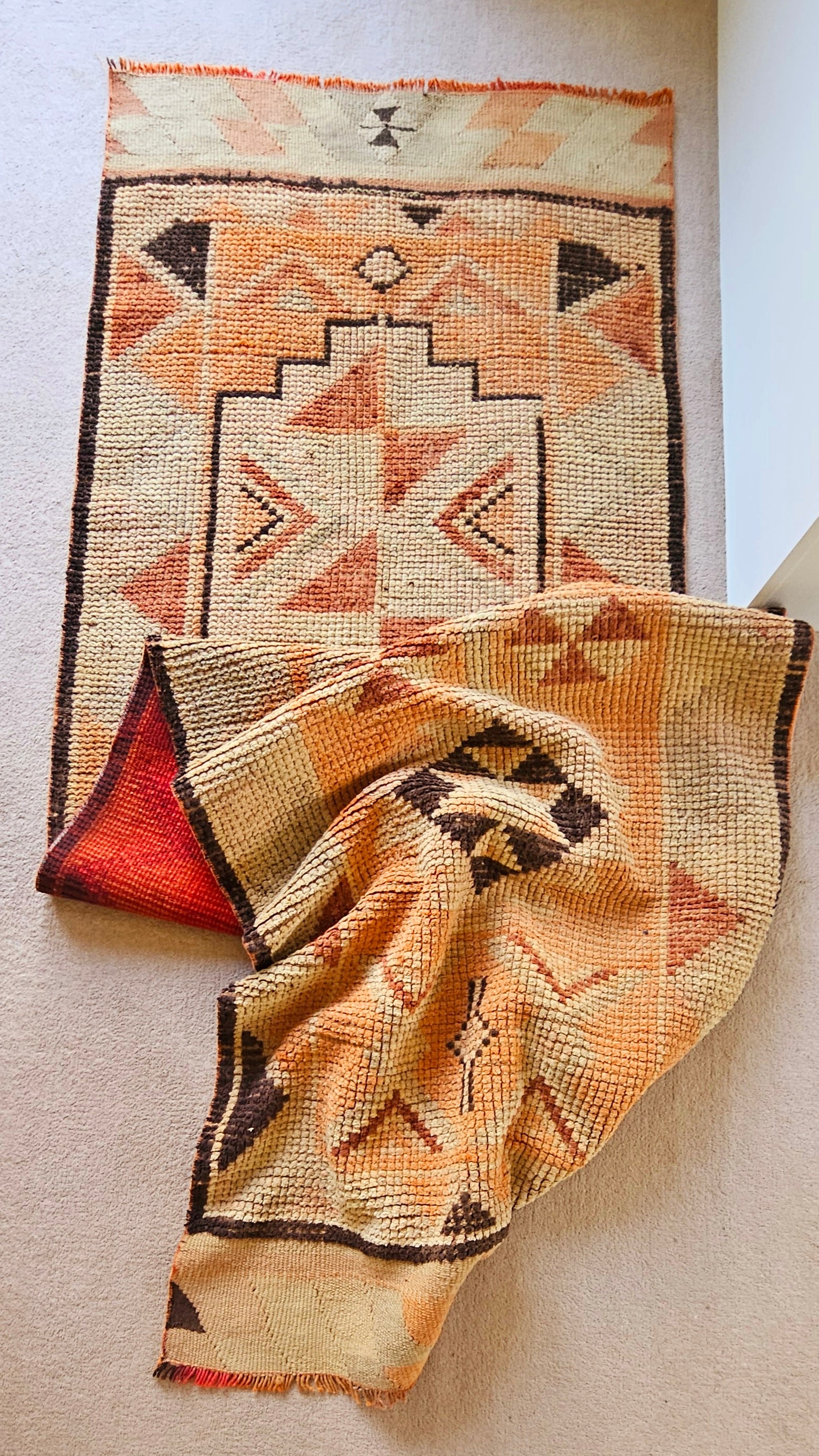 Wool runner geometric peach Orange