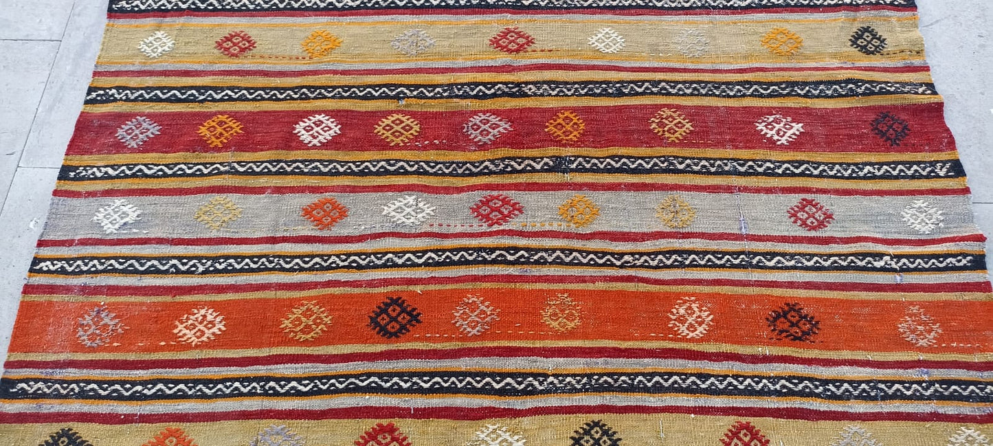Citrus stripe Vintage kilim rug