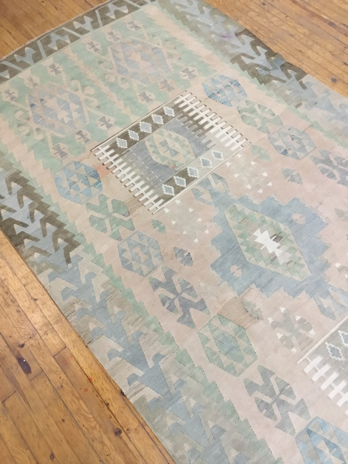 Vintage turkish kilim -'Aqua'