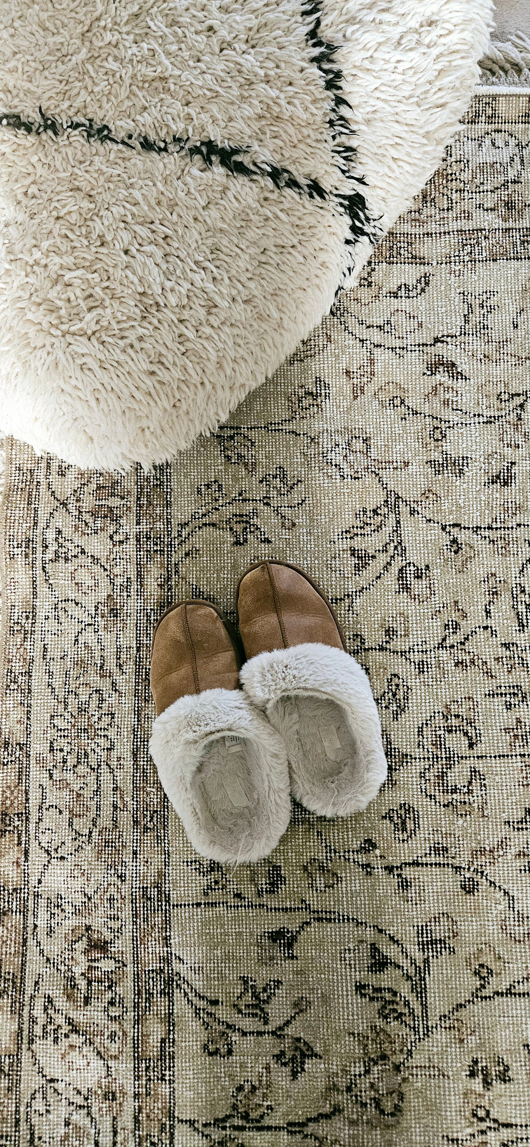 Neutral floral rug