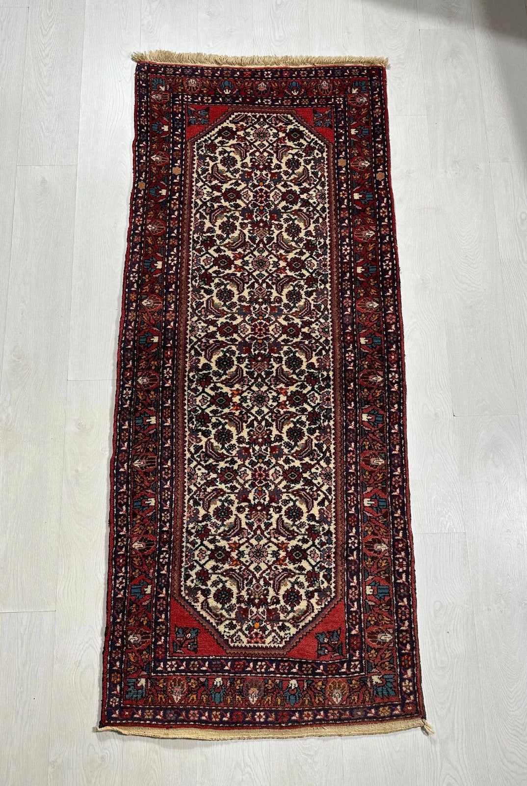 Vintage Persian Rug – Rich Red, Deep Blue & Ivory