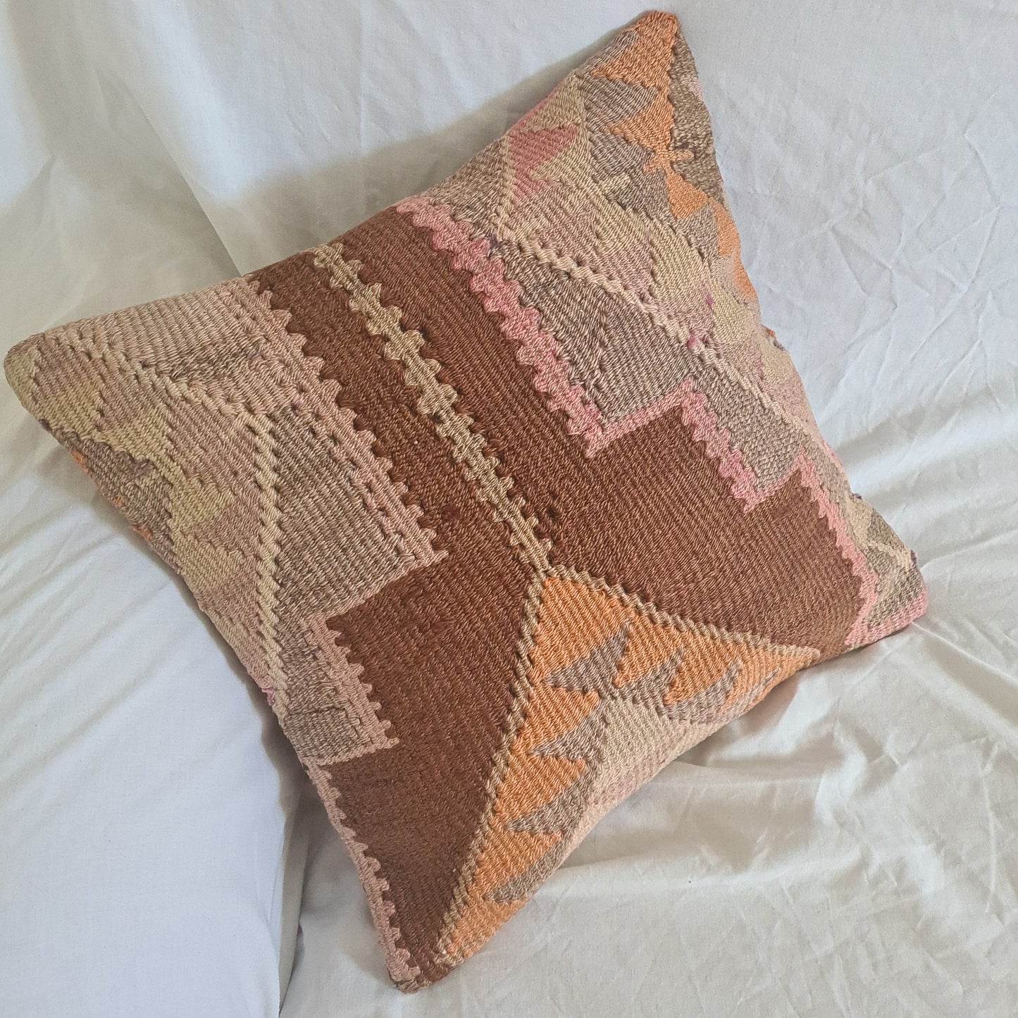 Vintage kilim pillow.  Woven cushion cover. Turkish woven pillow