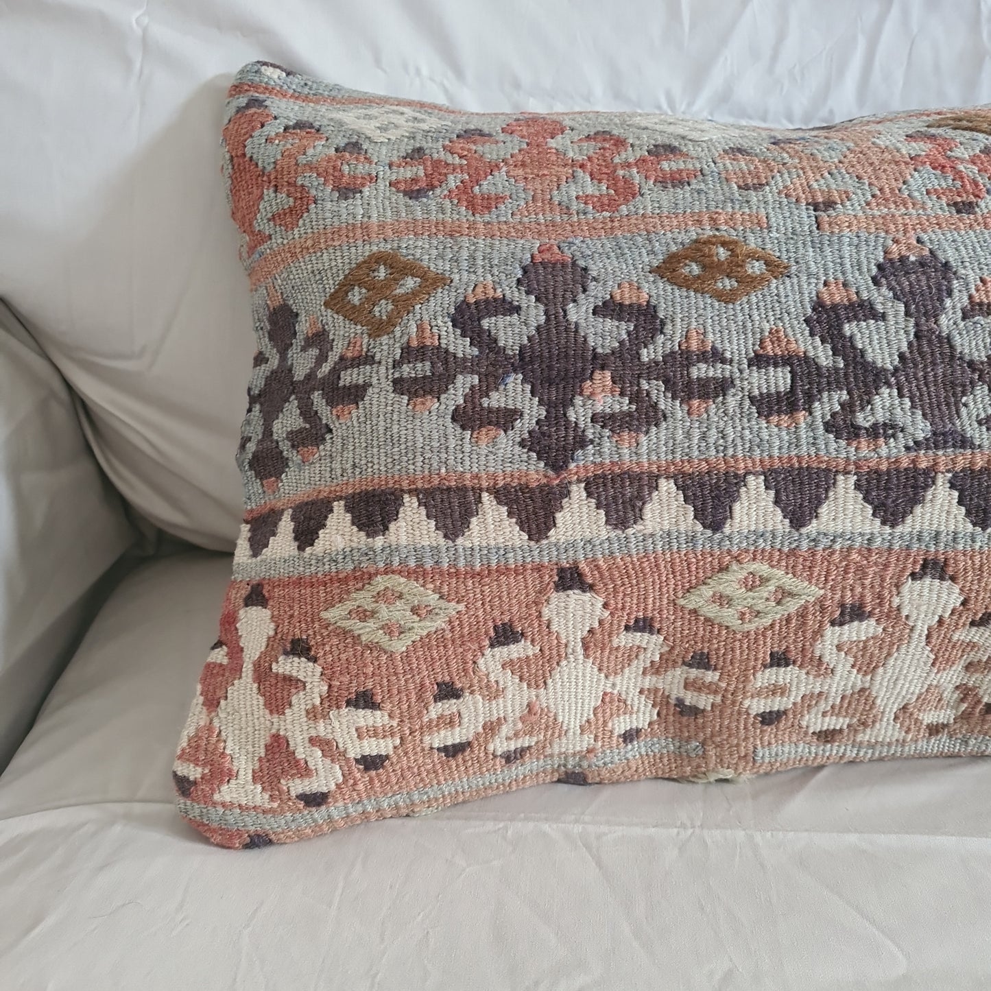 Grey/blue kilim cushion cover