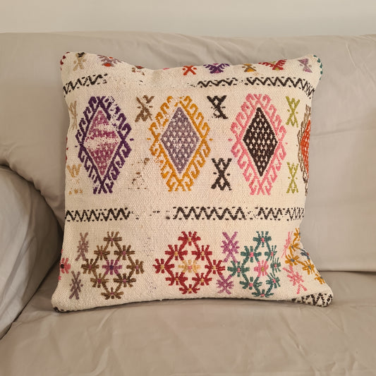 Vintage throw pillow. Kilim cushion. Woven pillow