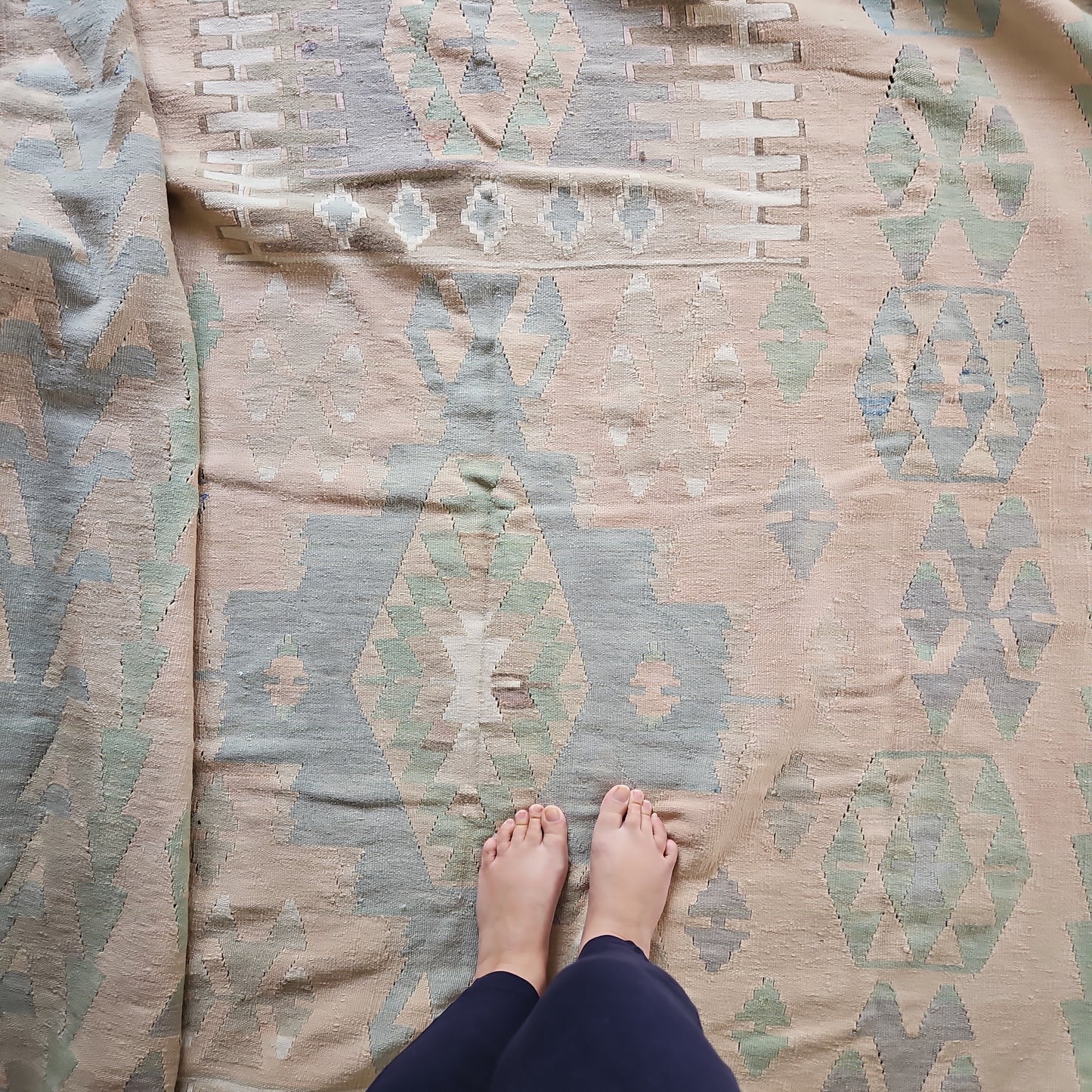 Vintage turkish kilim -'Aqua'