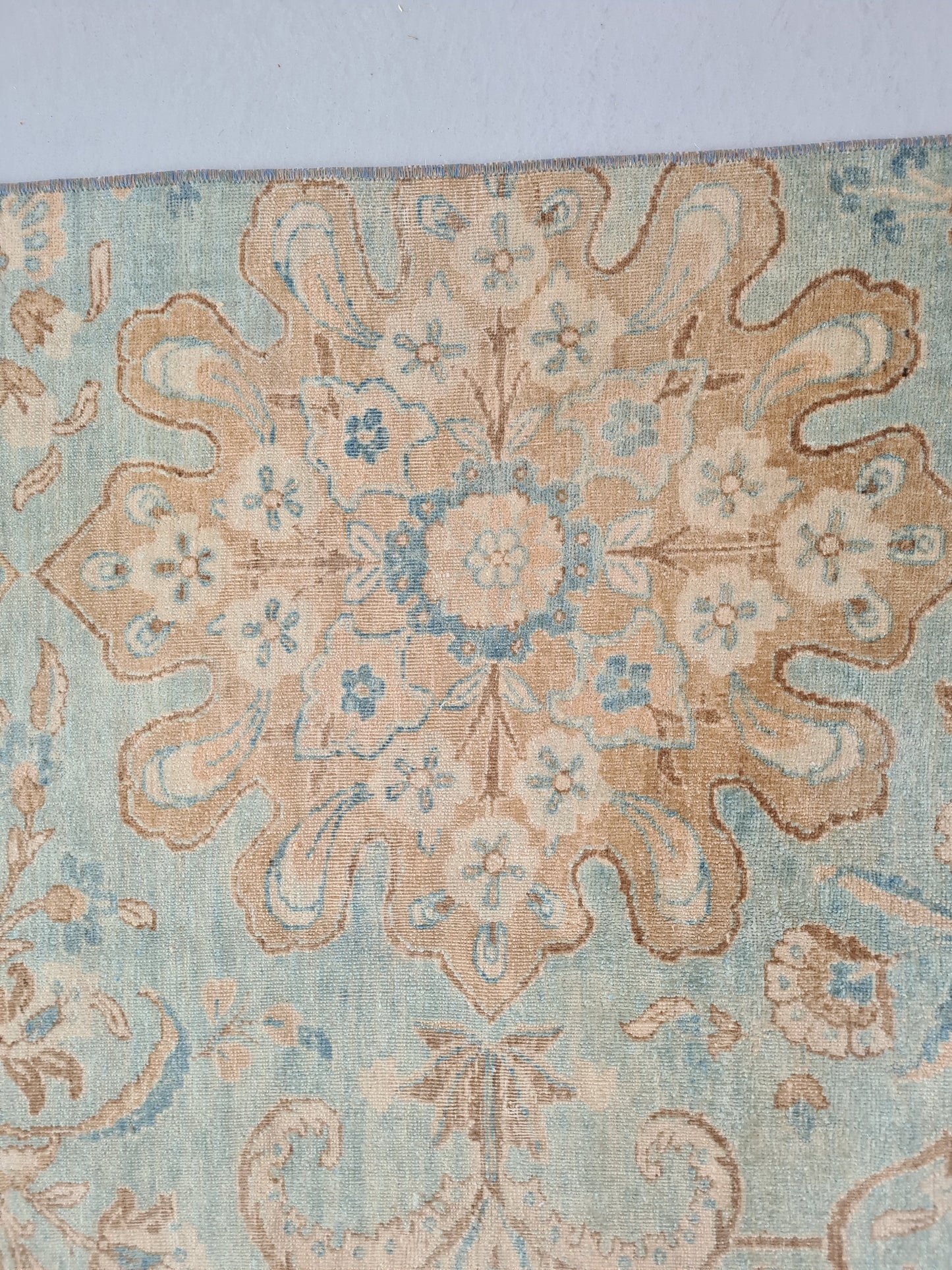 Anatolian vintage rug. Botanical hanknotted rug