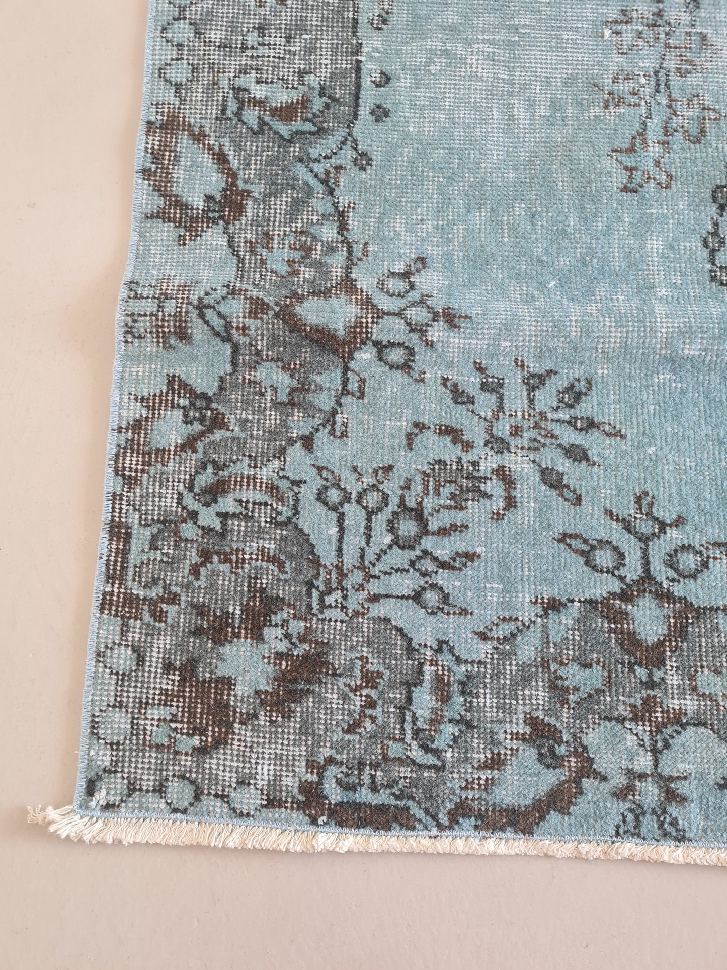 Blue over dyed turkish vintage rug