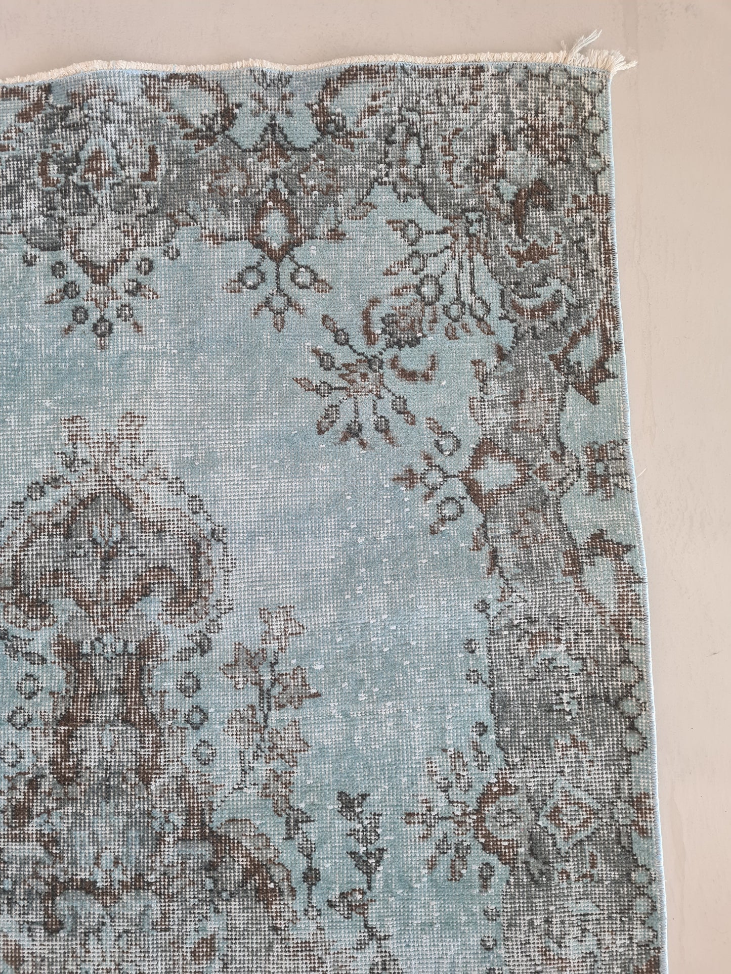 Blue over dyed turkish vintage rug