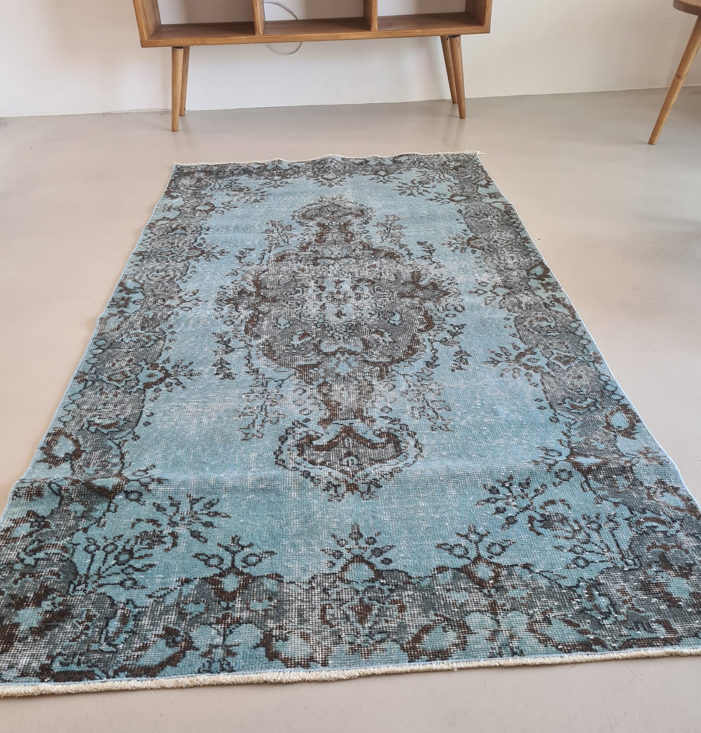 Blue over dyed turkish vintage rug