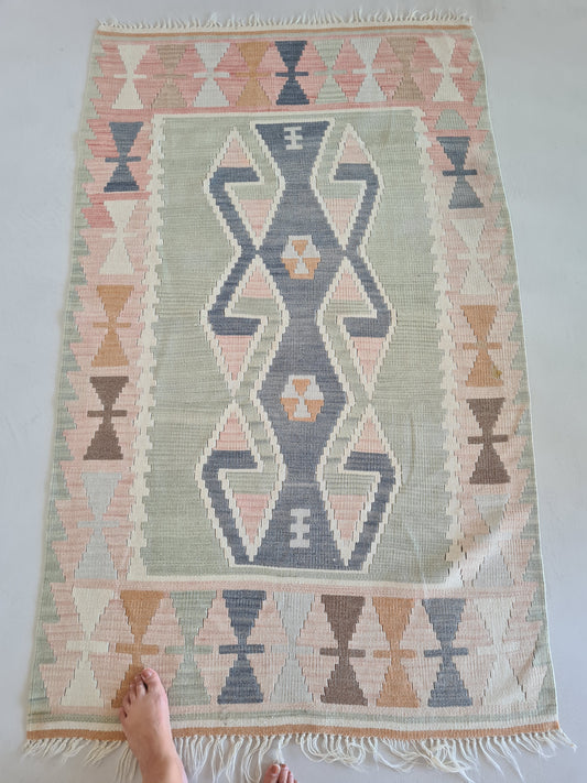 Hand made pastel rug. Turkish kilim