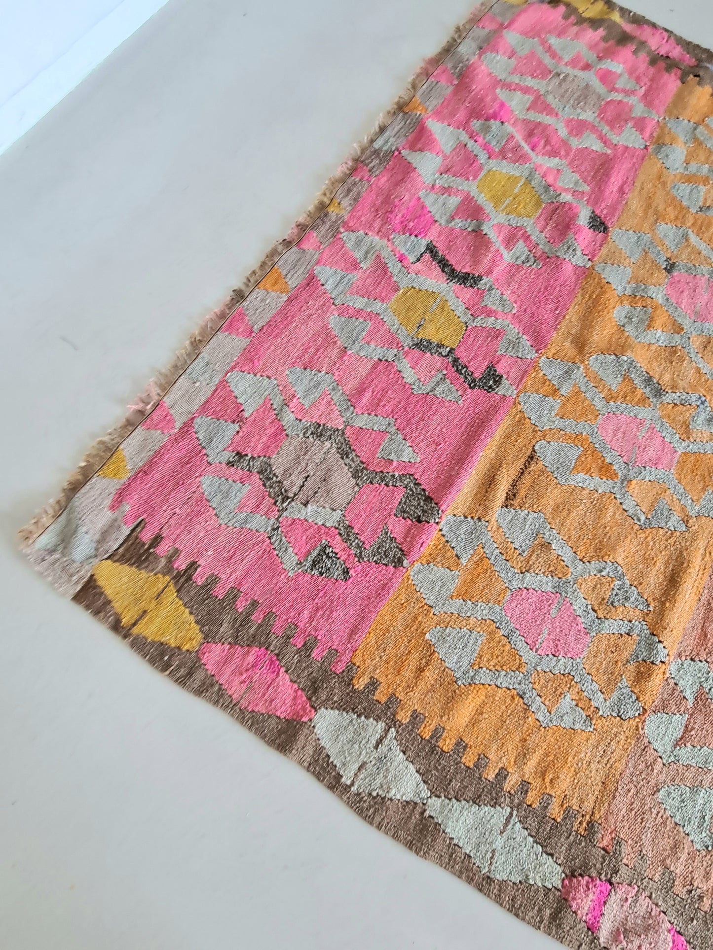 Fluorescent Vintage Turkish Kilim