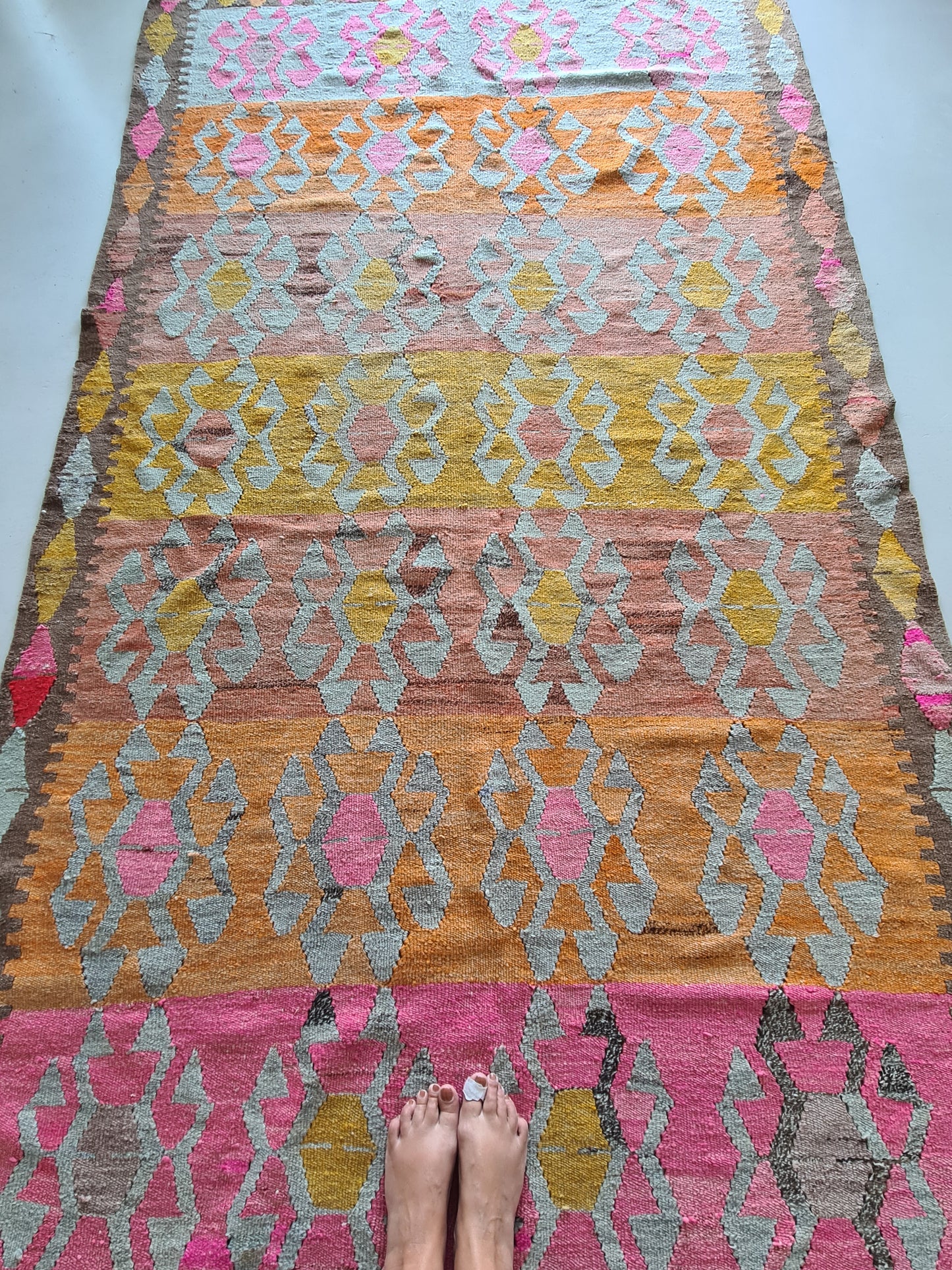 Fluorescent Vintage Turkish Kilim