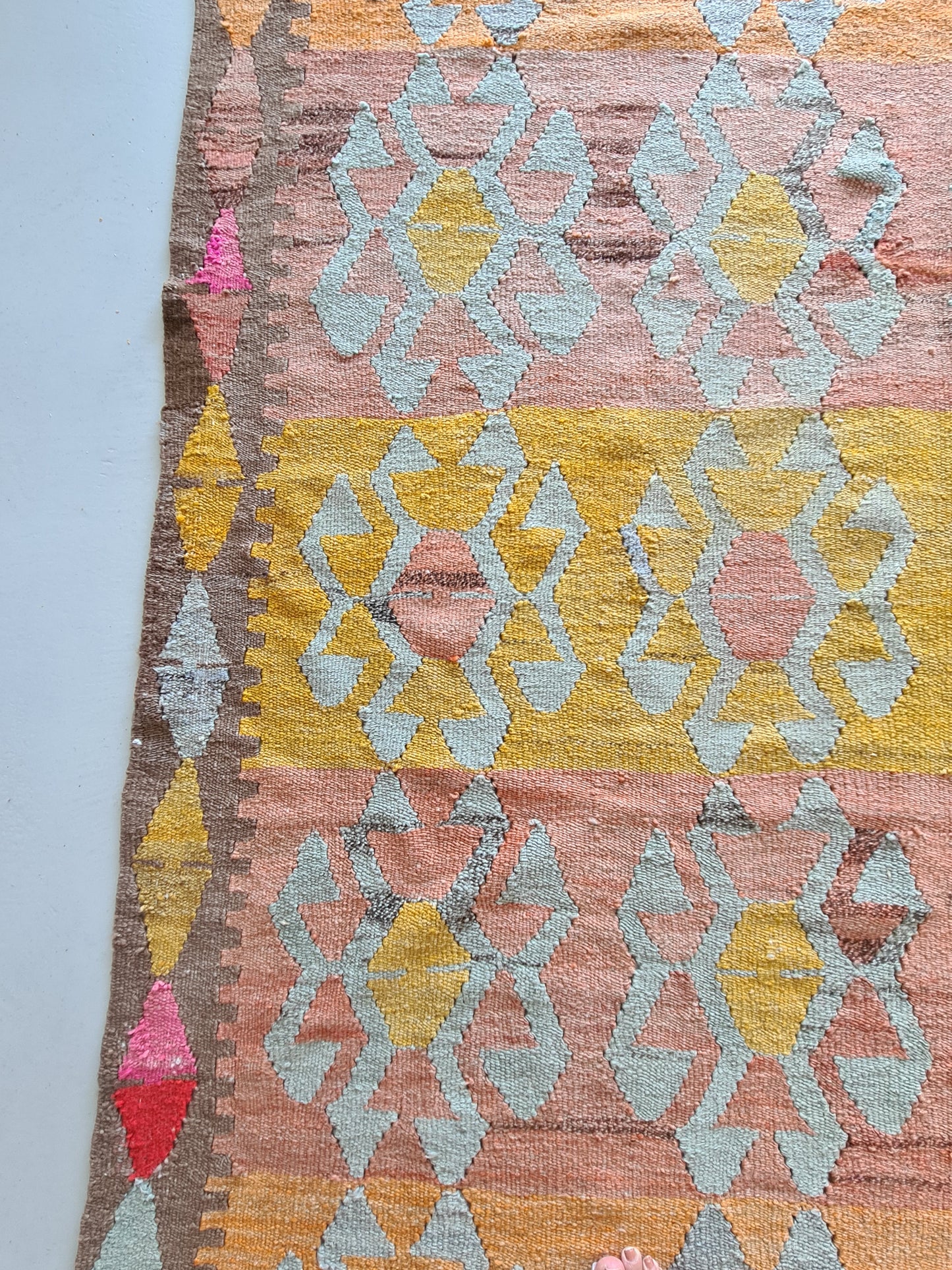 Fluorescent Vintage Turkish Kilim