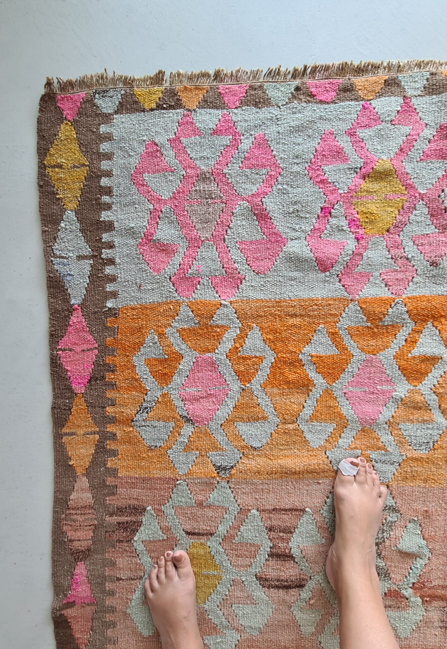 Fluorescent Vintage Turkish Kilim