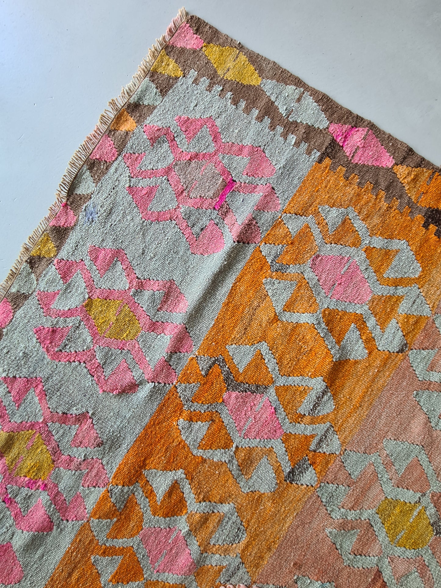 Fluorescent Vintage Turkish Kilim