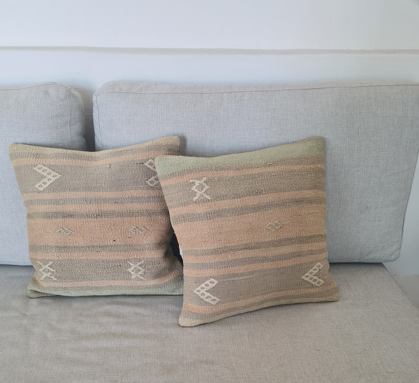 Soft green cicim cushion cover