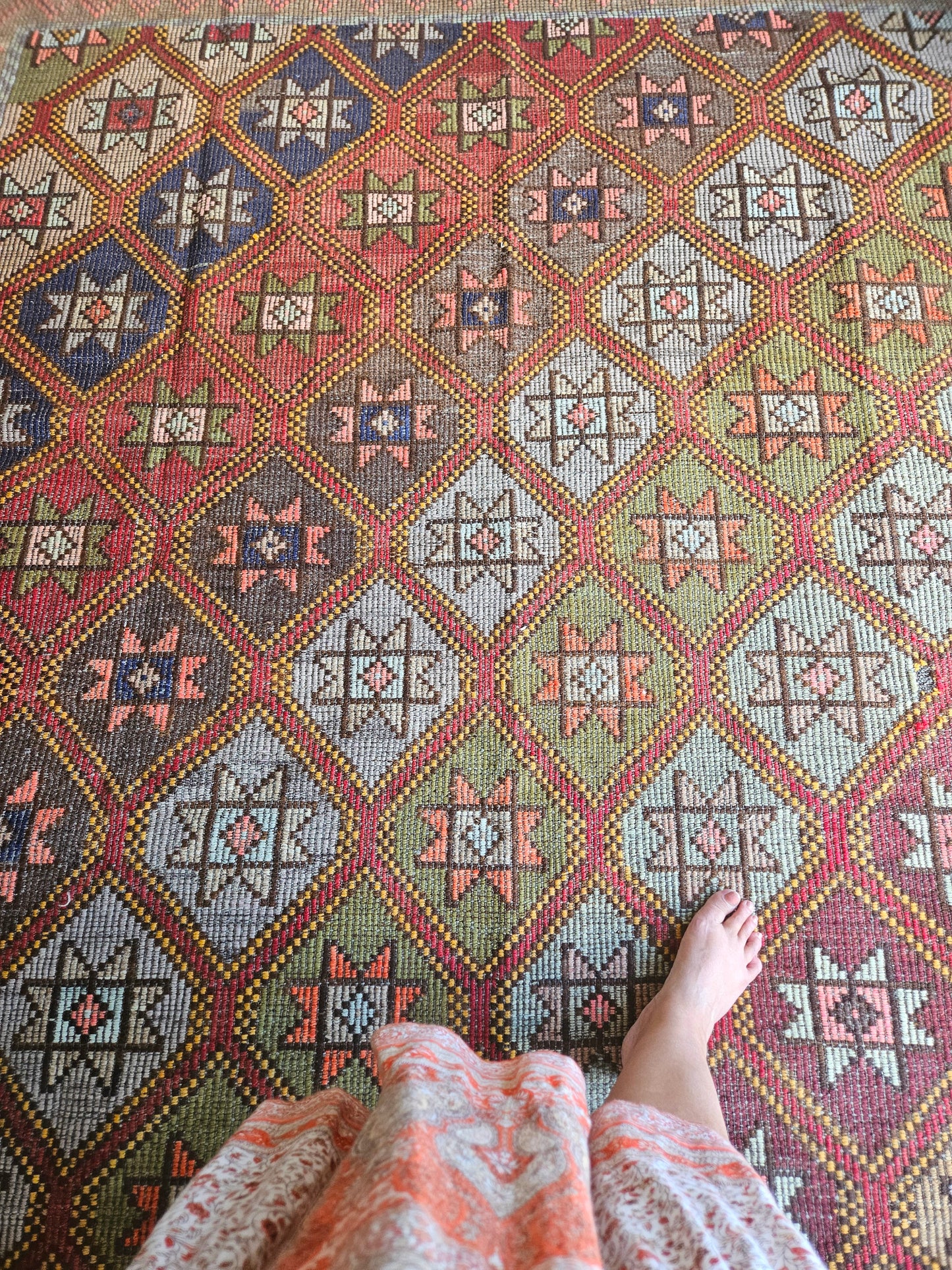 Warm star cicim, vintage kilim.