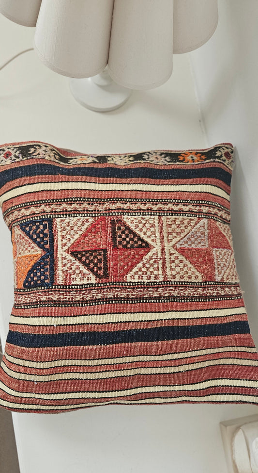 Vintage rusty kilim cushion cover
