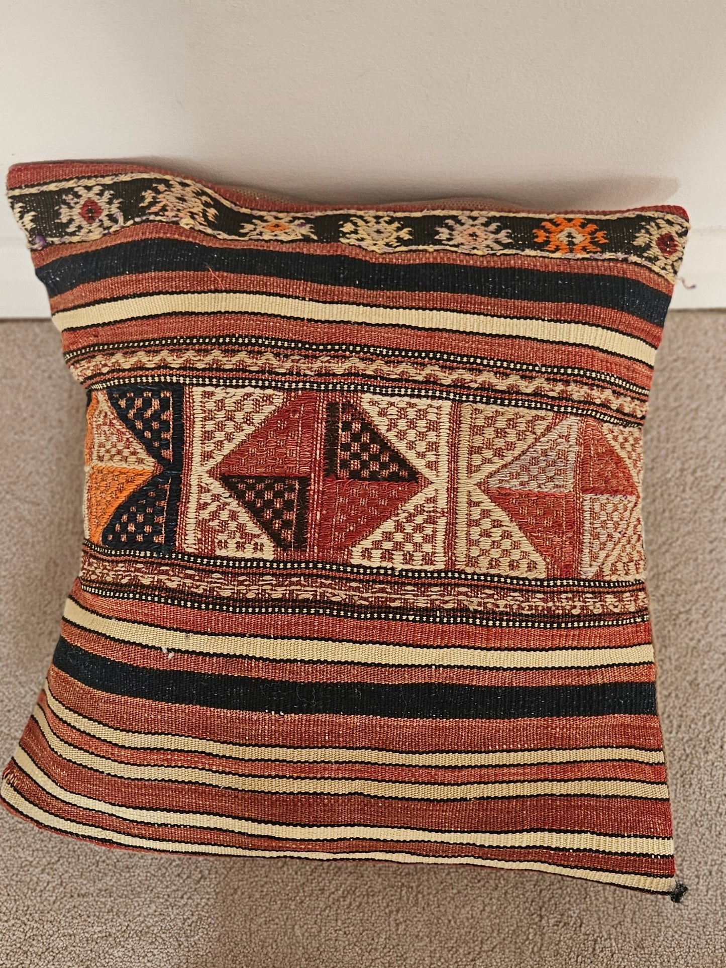 Vintage rusty kilim cushion cover