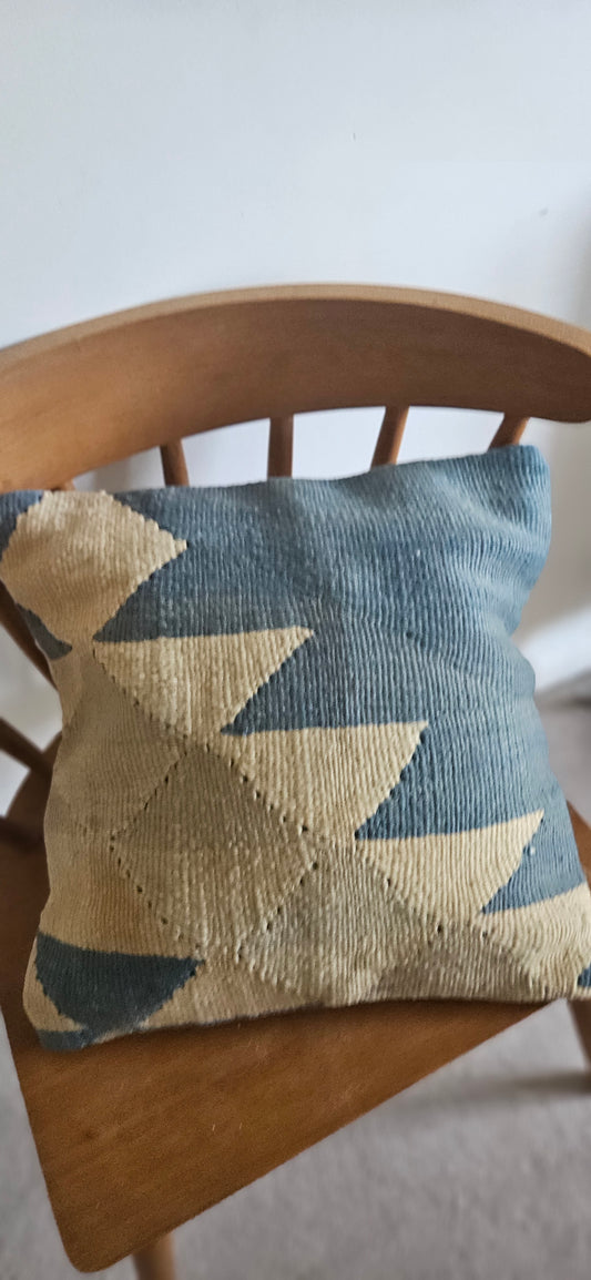 Teal vintage kilim cushion cover