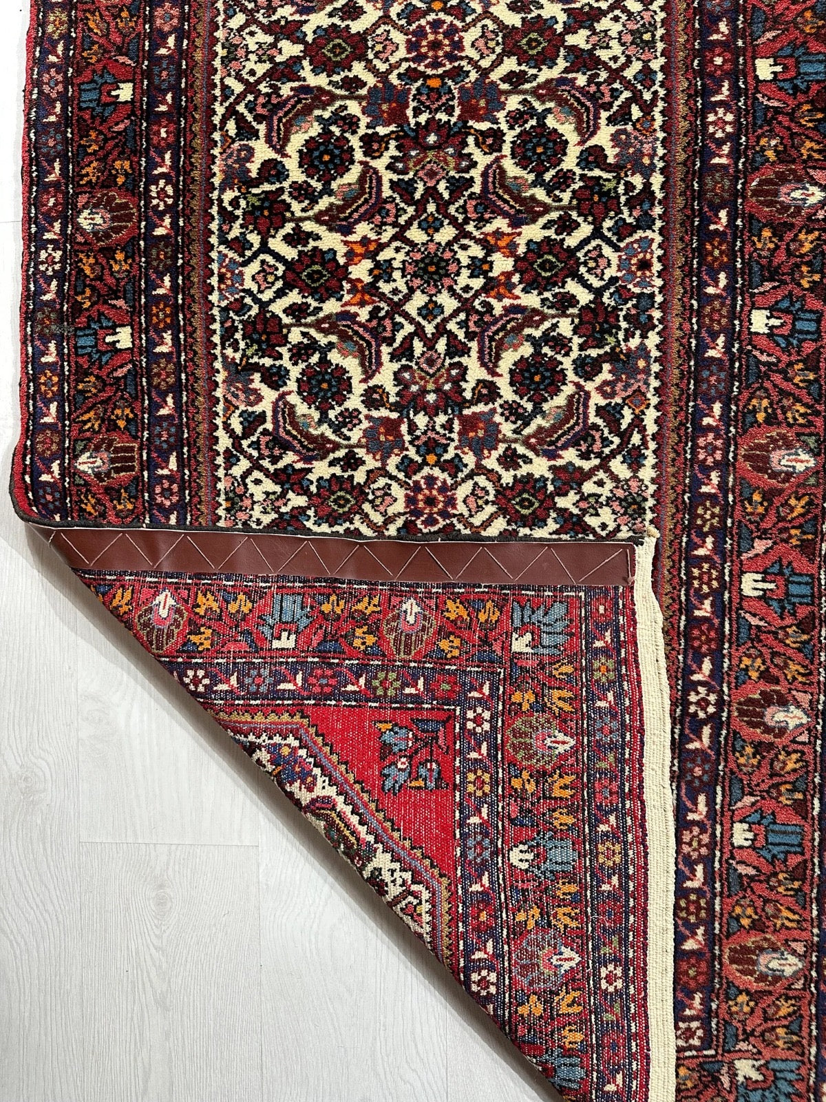 Vintage Persian Rug – Rich Red, Deep Blue & Ivory