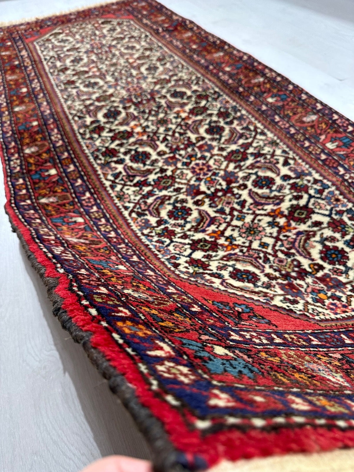 Vintage Persian Rug – Rich Red, Deep Blue & Ivory