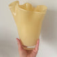 Vintage Buttery Yellow Art Glass Vase – Ruffled Edge