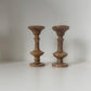 Vintage Brown Marble Onyx Candlesticks – Pair