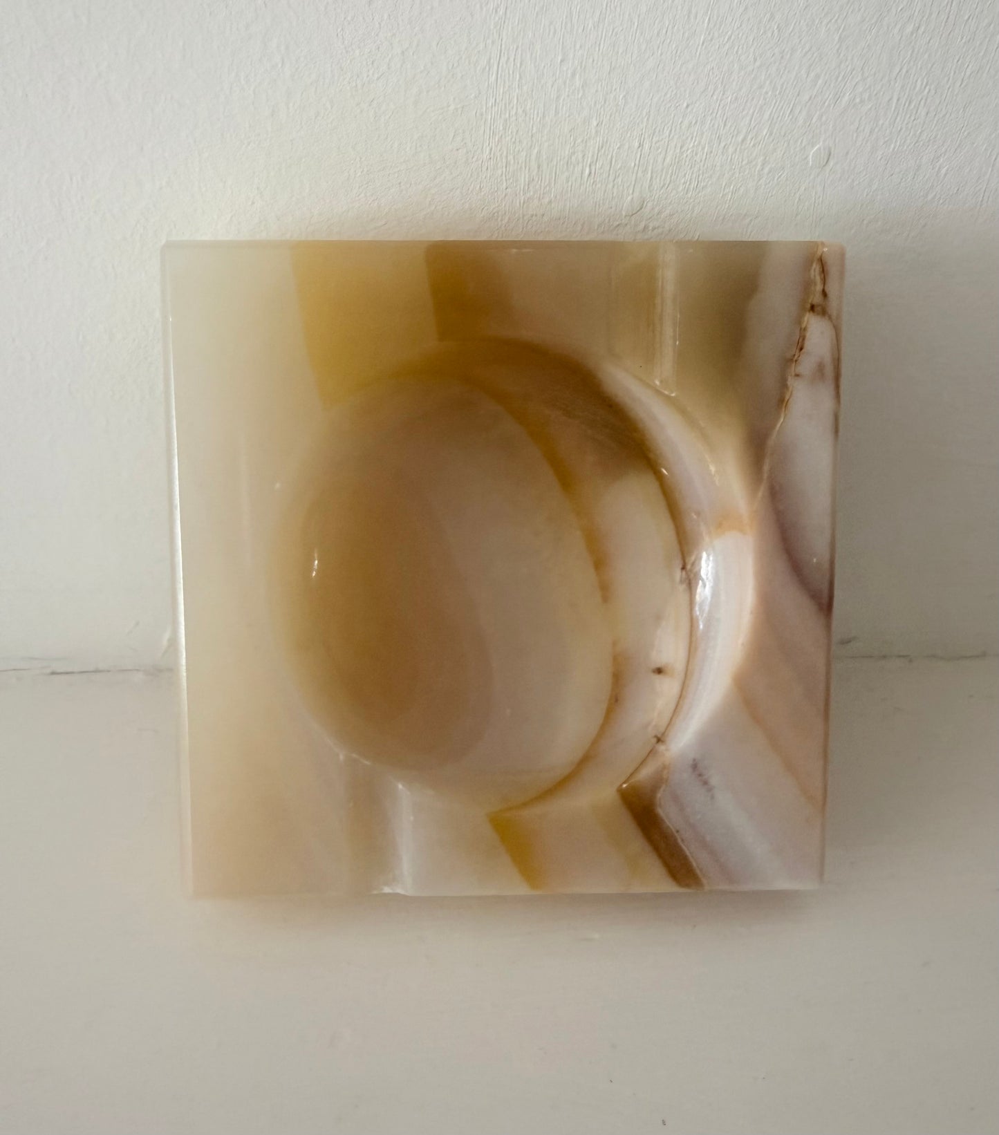 Vintage honey stoned trinket dish.