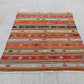 Vintage orange stripe kelim. Anatolian rug.