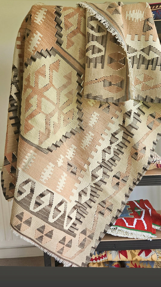 Vintage Peach and Brown Kilim