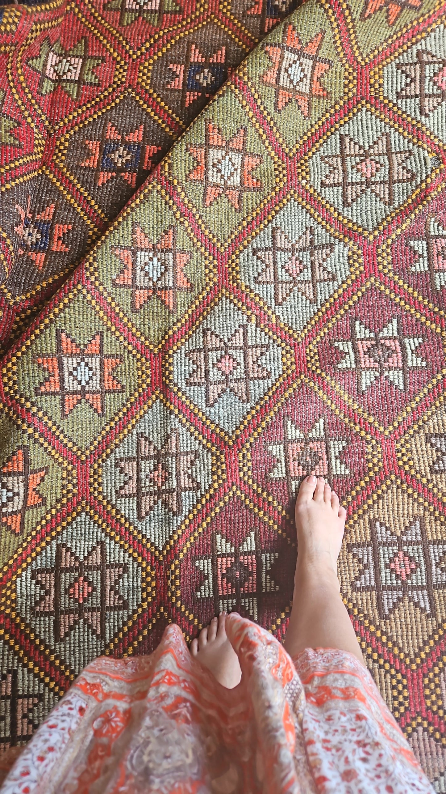 Warm star cicim, vintage kilim.