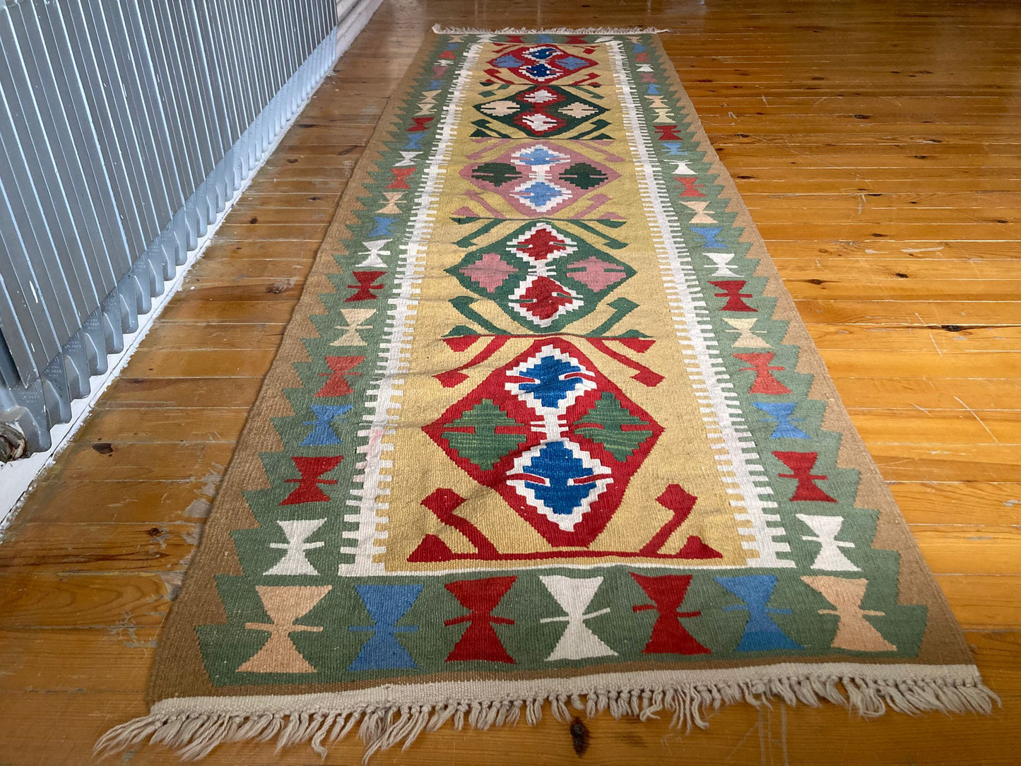 Emerald green vintage kilim
