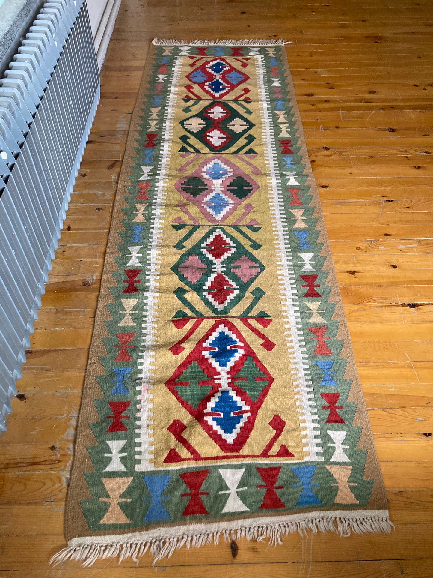 Emerald green vintage kilim