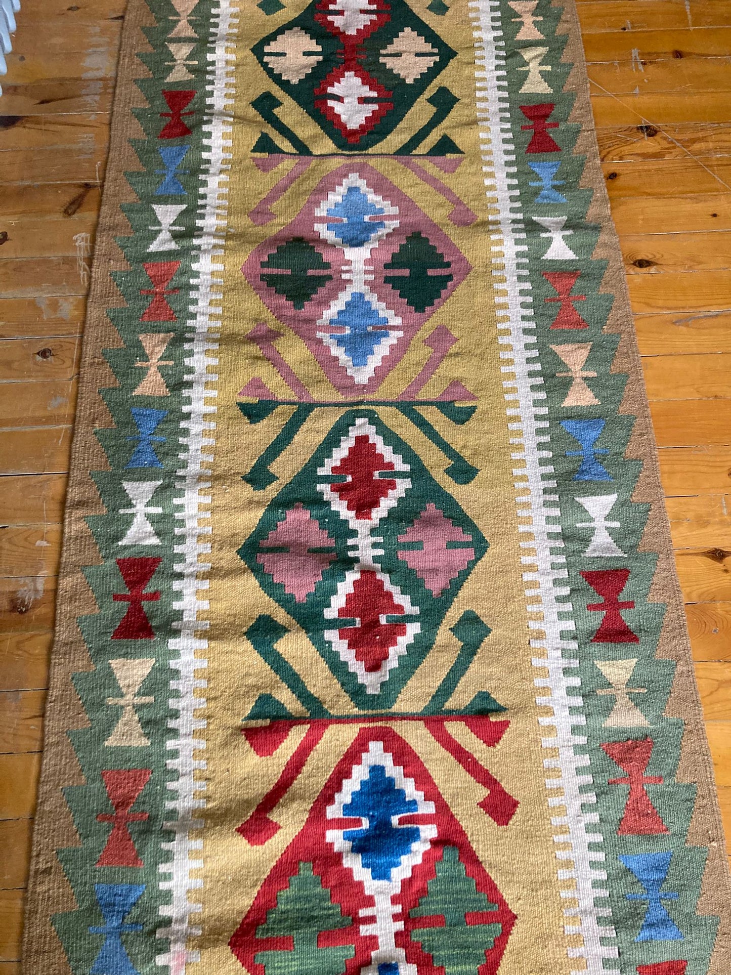 Emerald green vintage kilim