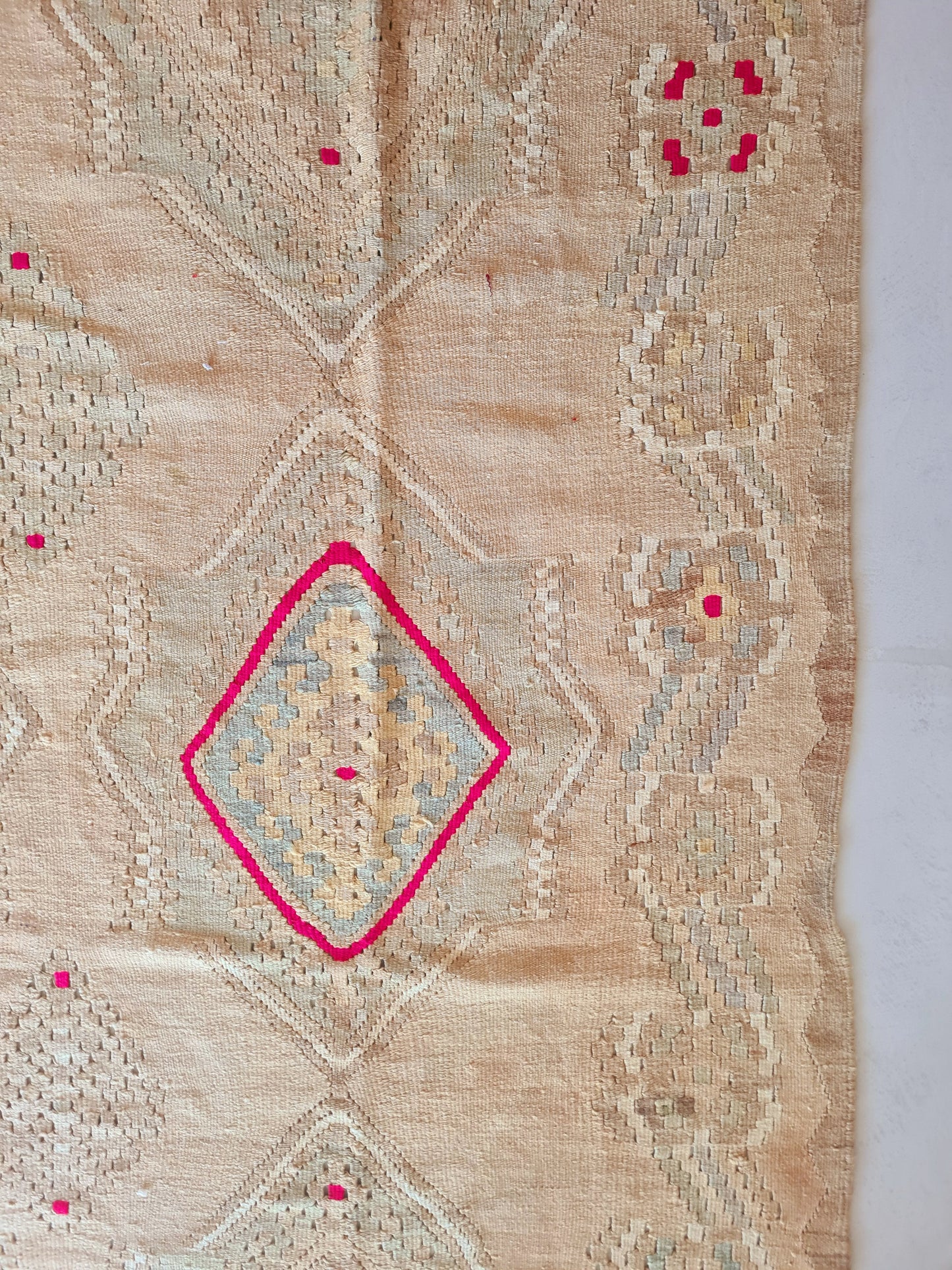 Delicate woven turkish kilim ivory ground 