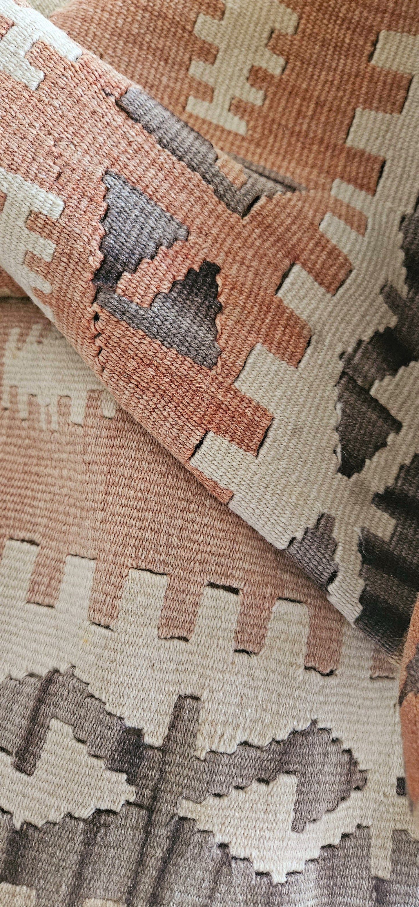 Vintage Peach and Brown Kilim