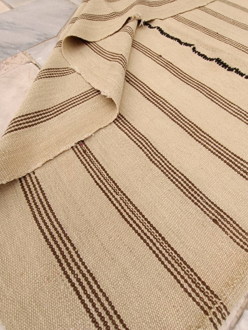 Vintage natural stripe turkish Kilim