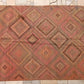 Rust orange geo handknotted rug. Turkish kelim. Vintage