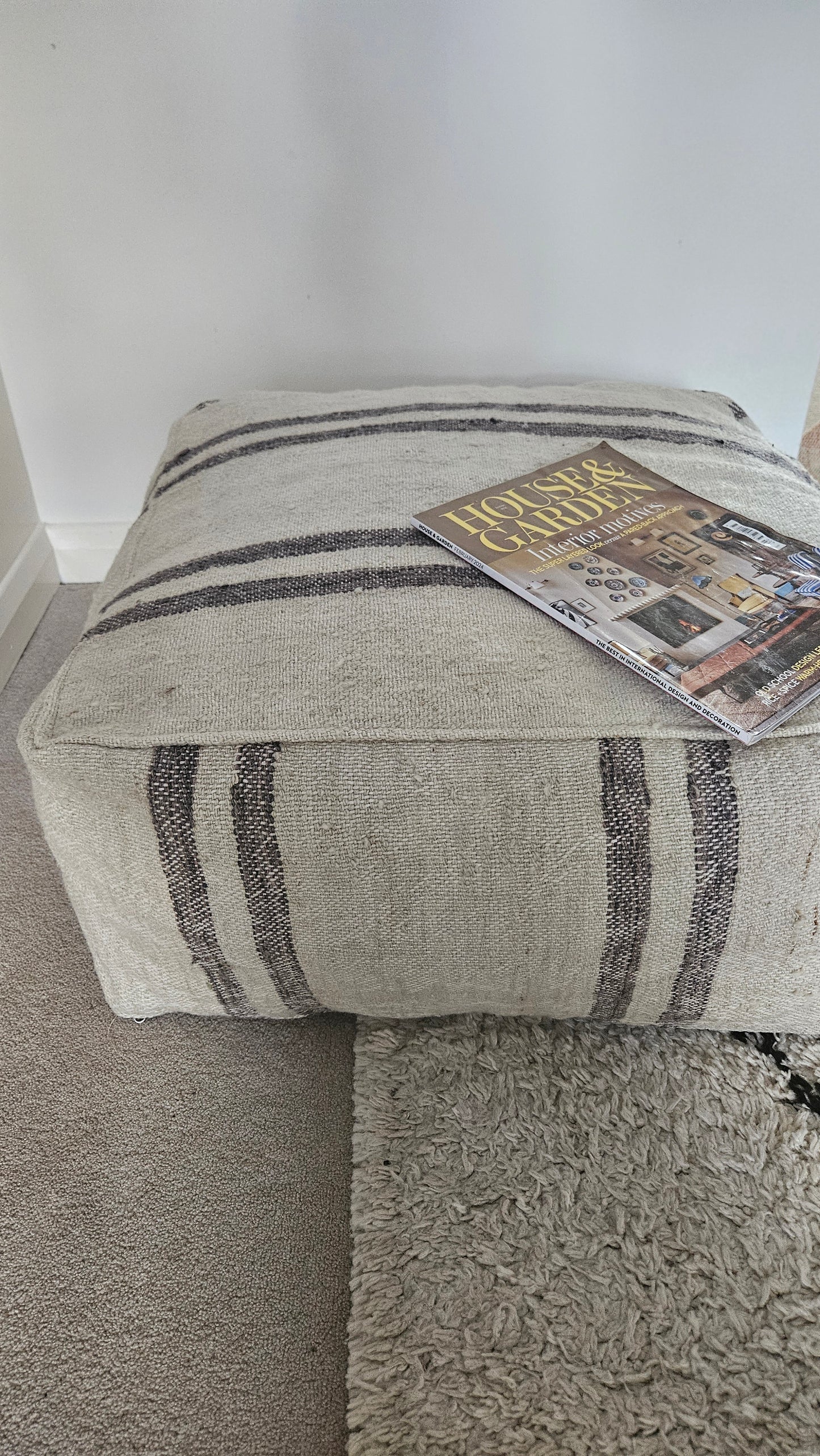 Vintage hemp poufe, floor cushion cover