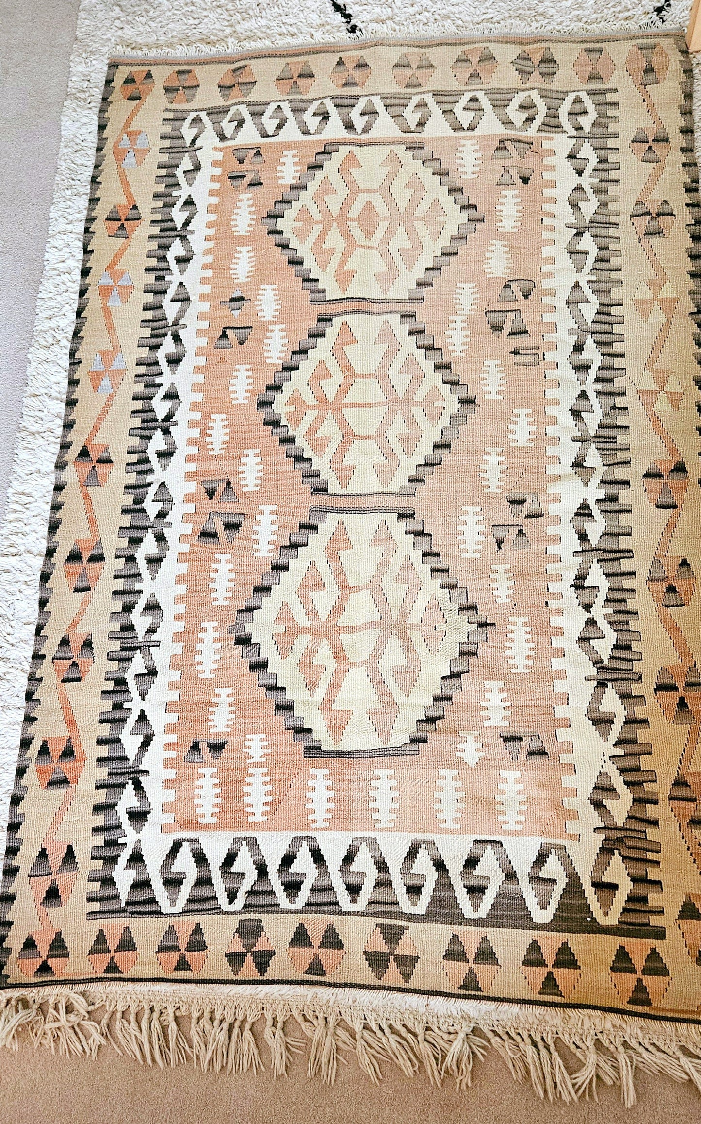 Vintage Peach and Brown Kilim