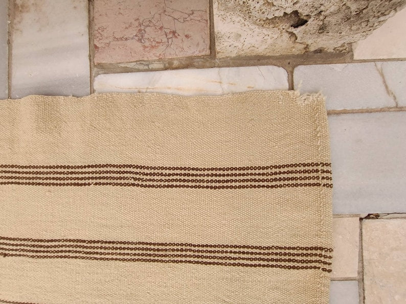 Vintage natural stripe turkish Kilim