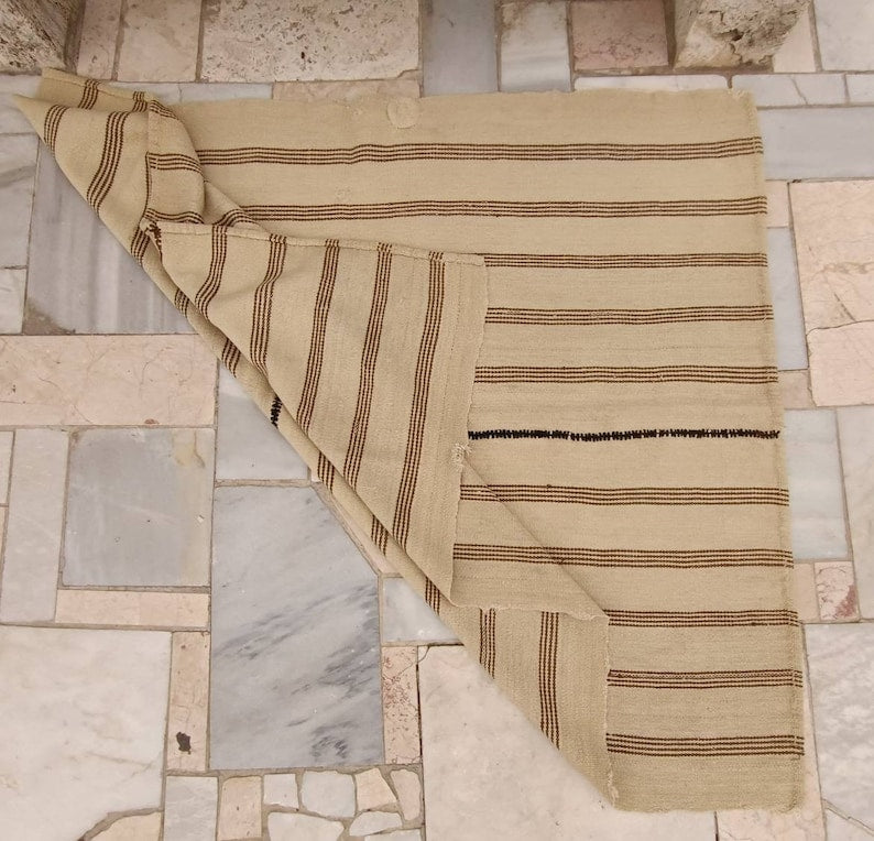 Vintage natural stripe turkish Kilim