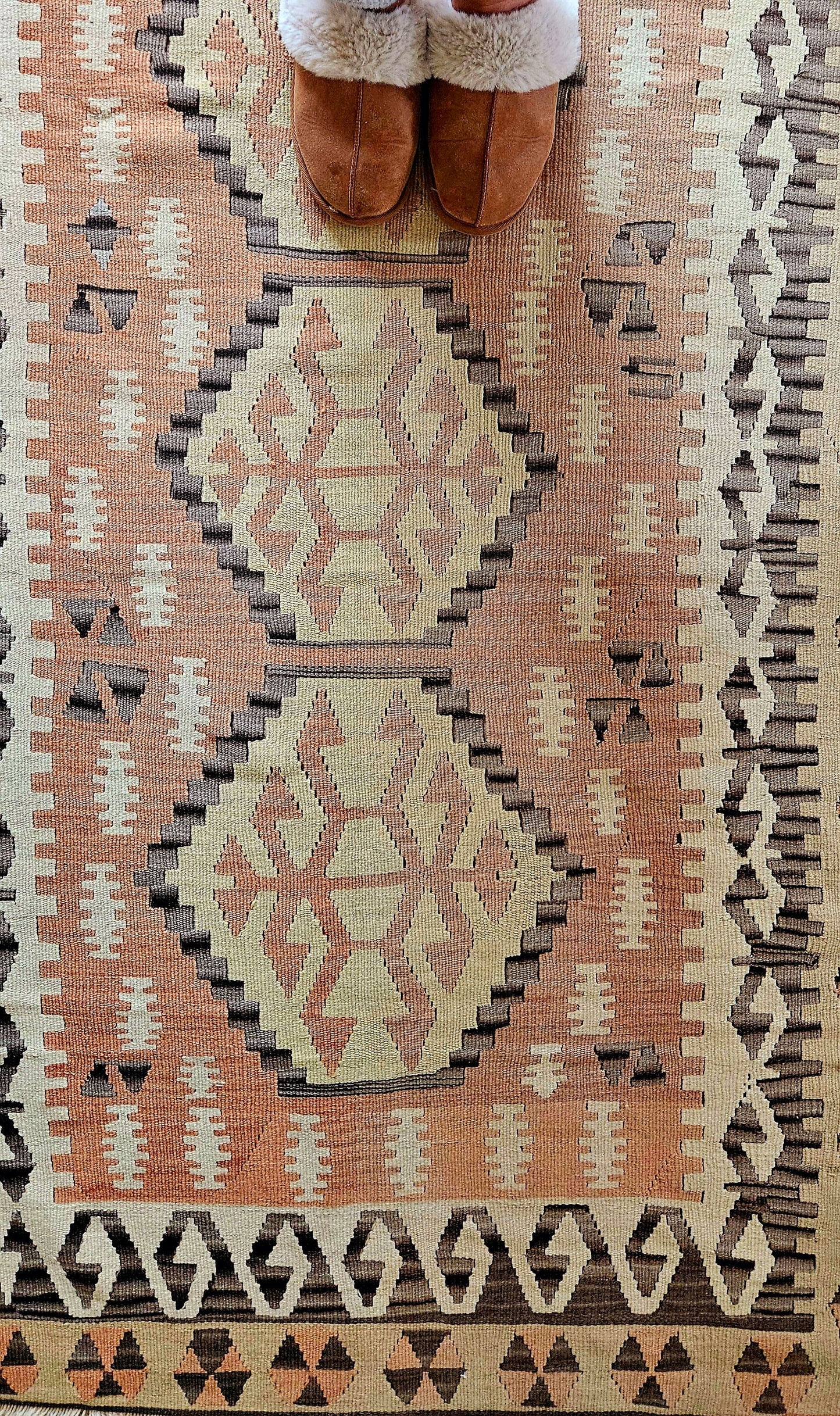Vintage Peach and Brown Kilim