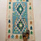 Geometric patterned rug with triangles on a plain background
