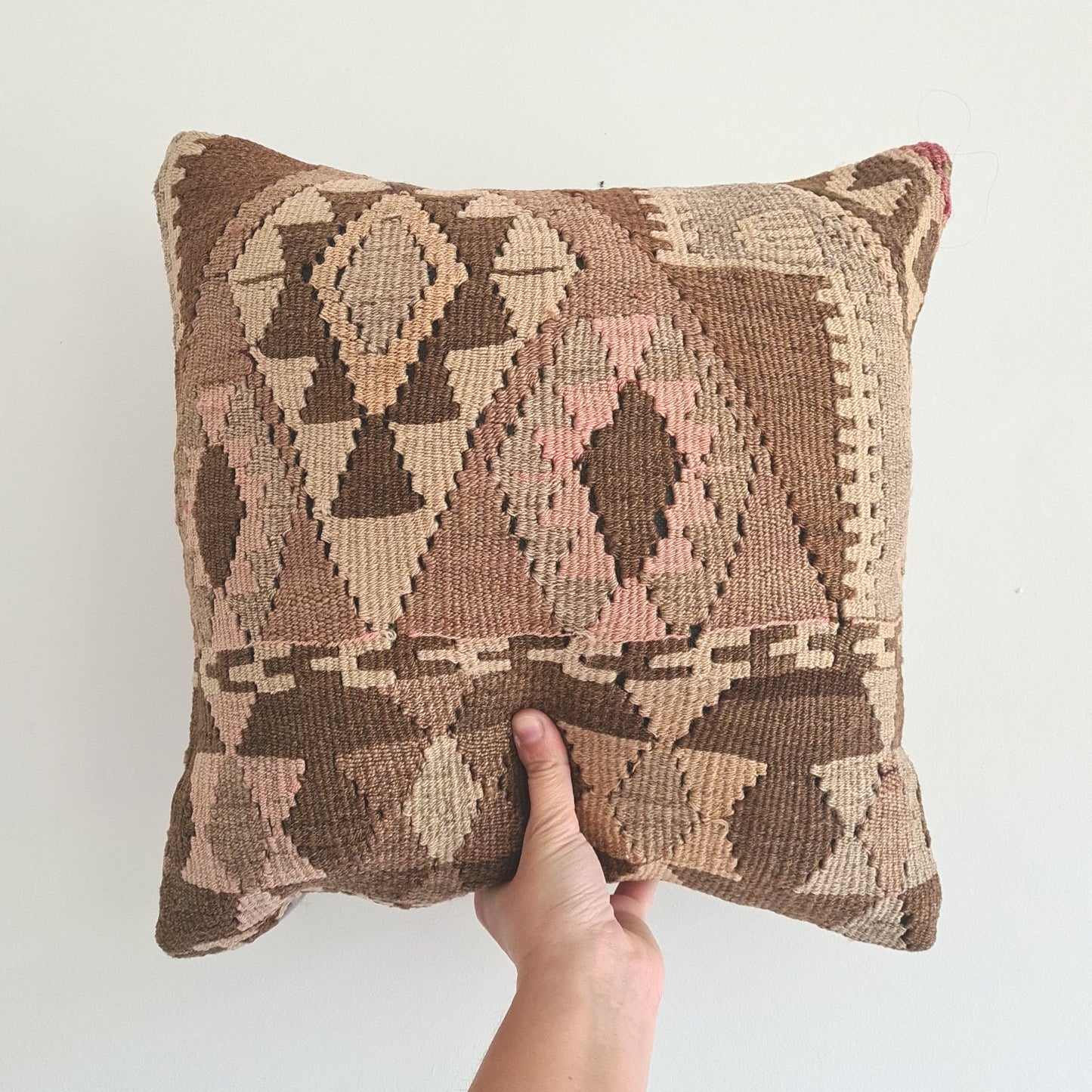 Rustic throw pillow. Vintage woven cushion. Anatolian,  turkish 