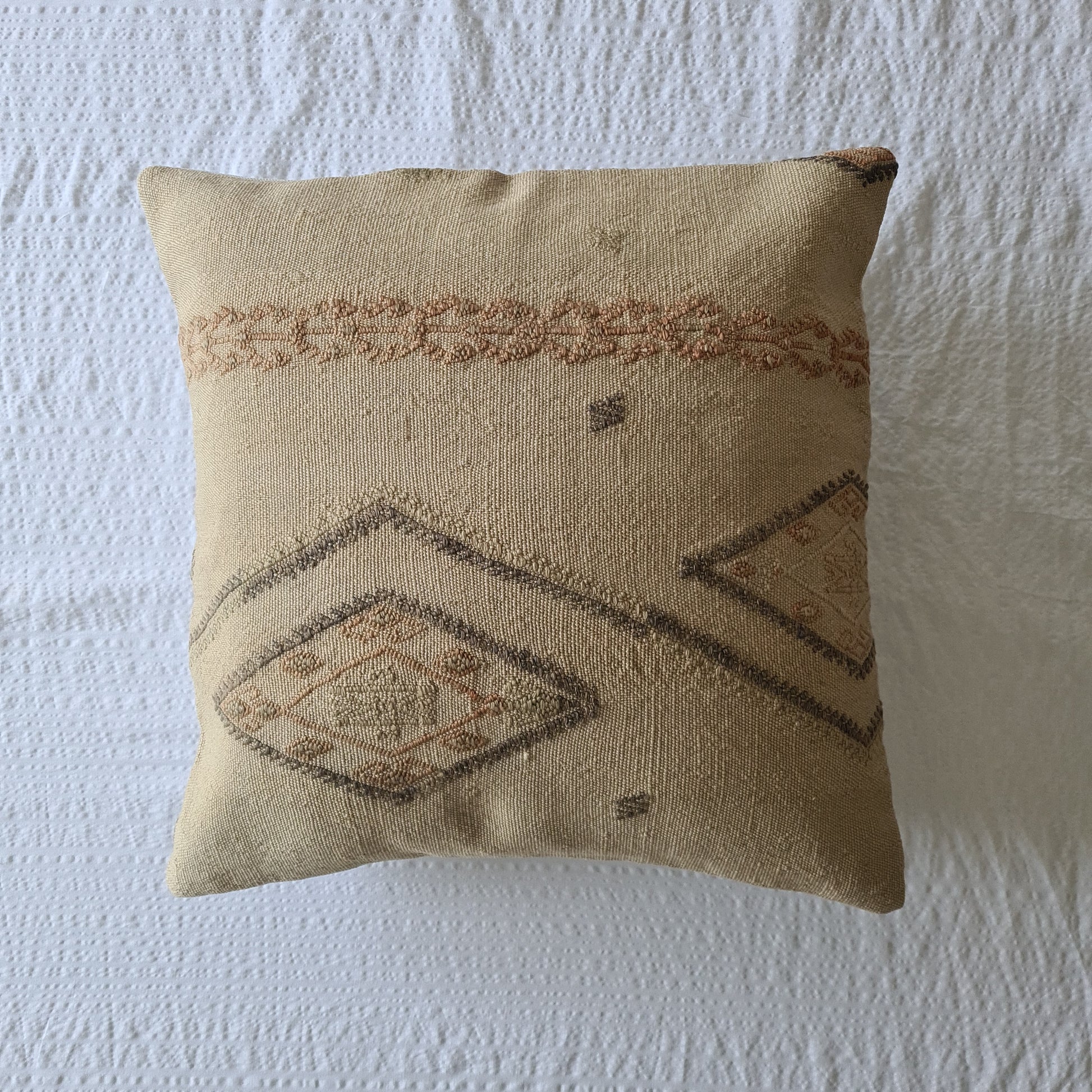 Natural organic throw pillow woven